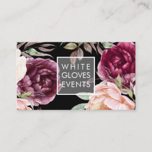 PixDezines Watercolor Peonies Blush Burgundy Business Card