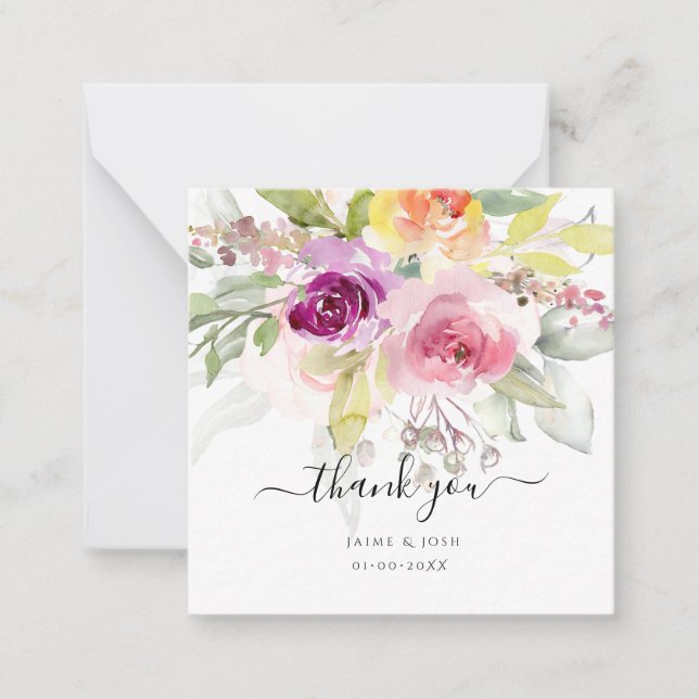 PixDezines Watercolor Plum Summer Roses Card (Front)