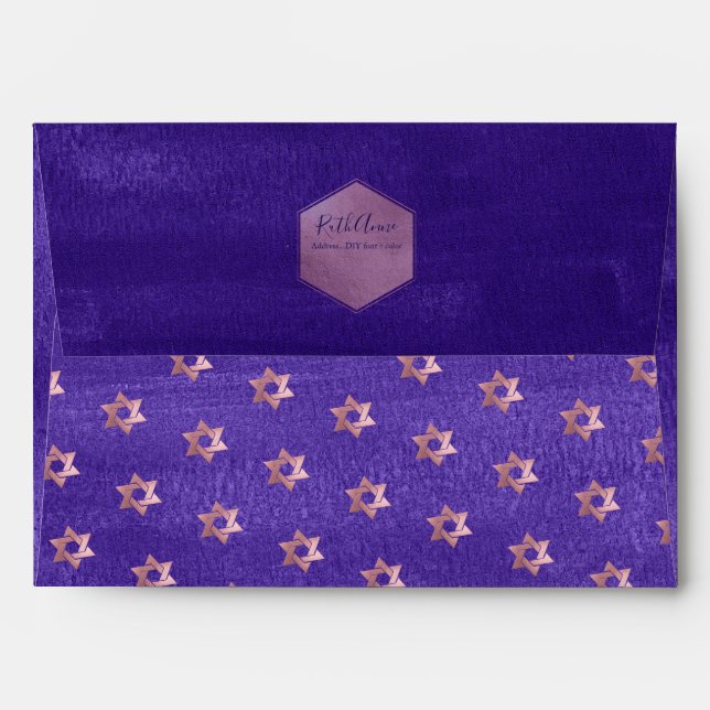 PixDezines Watercolor Purple Bat Mitzvah Envelope (Back (Top Flap))