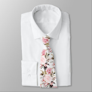 PixDezines Watercolor Roses Dusty Pink Tie