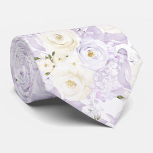 PixDezines Watercolor Roses Lilac Purple n Cream Tie