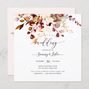 PixDezines Watercolor Rust Orange Gum Eucalyptus Invitation