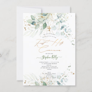 PixDezines Watercolor Rustic Eucalyptus Communion  Invitation