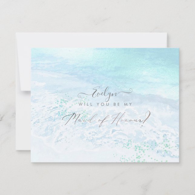 PixDezines Watercolor Shoreline Maid of Honour Invitation (Front)