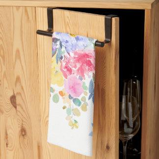PixDezines Watercolor Summer Floral  Tea Towel