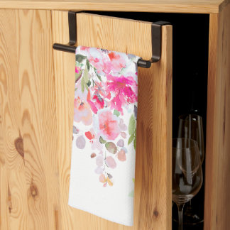 PixDezines Watercolor Summer Floral  Tea Towel