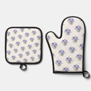 PixDezines Watercolor Summer Garden Roses Oven Mitt & Pot Holder Set
