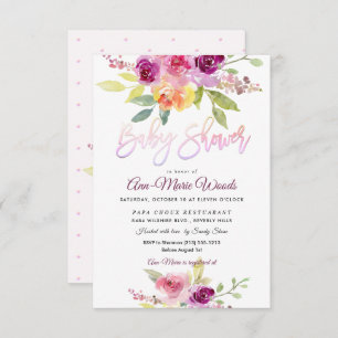 PixDezines Watercolor Summer Roses Baby Shower Invitation