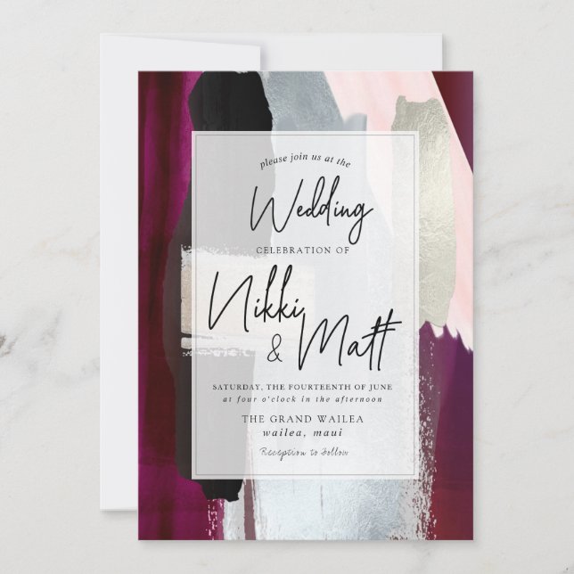 PixDezines Watercolor Swatches Dahlia Red Blush Invitation (Front)