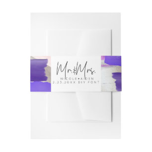 PixDezines Watercolor Swatches Purple Invitation Belly Band