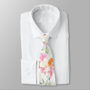 PixDezines Watercolor Sweetpeas Blush Pink Apricot Tie