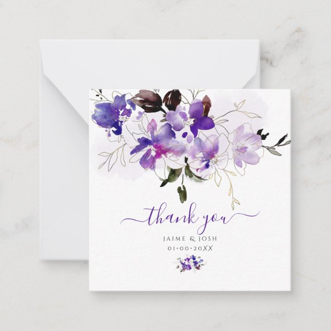 PixDezines Watercolor Sweetpeas Violet Purple Card (Front)