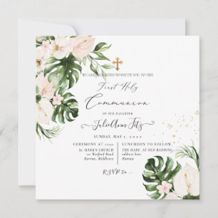PixDezines Watercolor Tropical Floral n Foliage Invitation