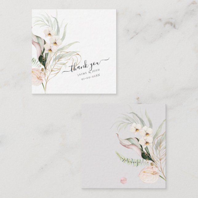 PixDezines Watercolor Tropical Jungle Note Card (Front/Back)