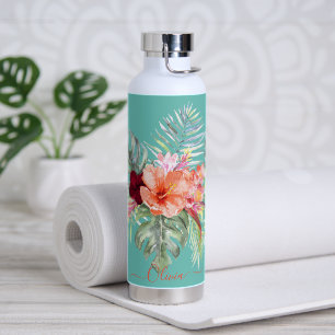 PixDezines Watercolor Tropical Paradise Flowers Water Bottle
