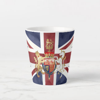 PIXDEZINES WATERCOLOR UNION JACK and INSIGNIA Latte Mug