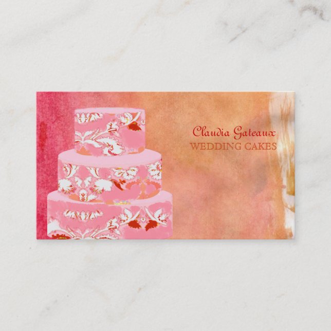 PixDezines wedding cakes/watercolor affects Business Card (Front)