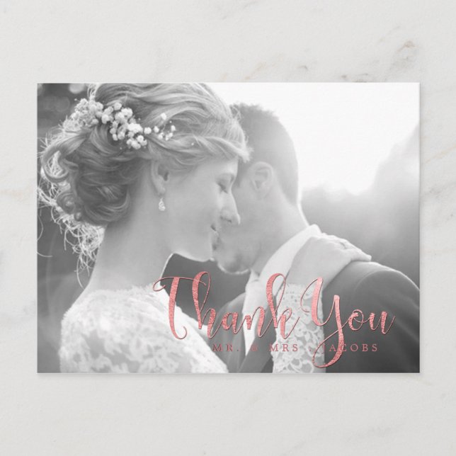 PixDezines Wedding Thank You/Rose Gold Script Postcard (Front)