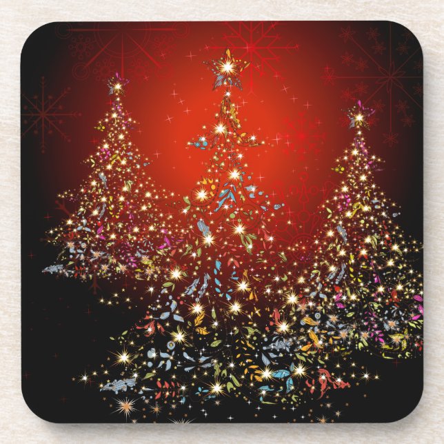 PixDezines Whimpsy Christmas Tree+snowflakes Coaster (Front)