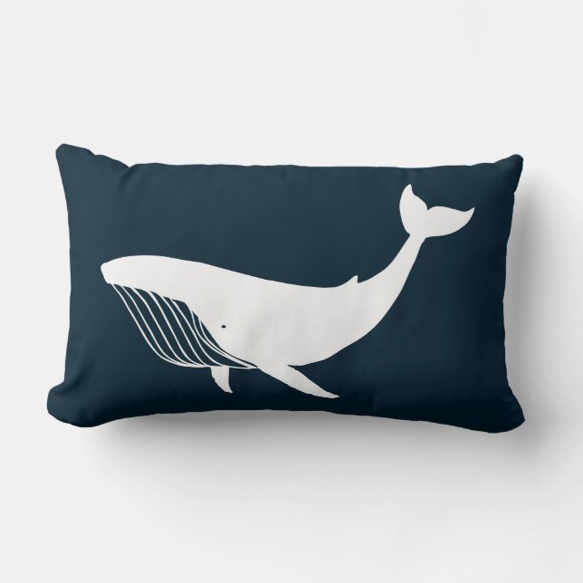 PixDezines white+blue blue whale/diy background Lumbar Cushion (Front)