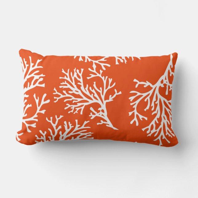 PixDezines white+blue coral/diy background Lumbar Cushion (Front)