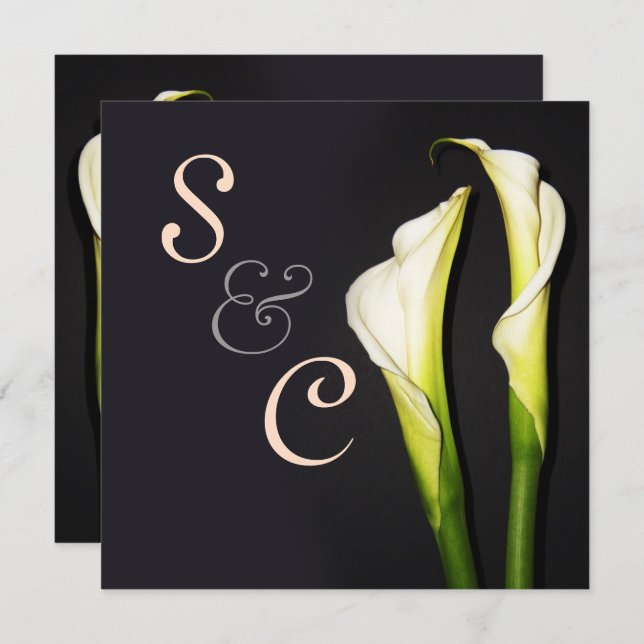 PixDezines WHITE CALLA LILIES WEDDING INVITATIONS (Front/Back)