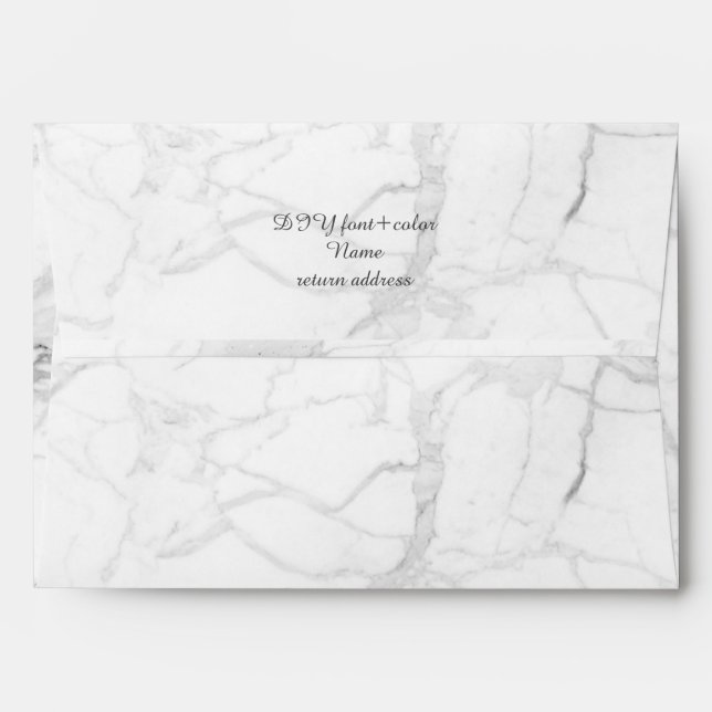 PixDezines White Marble return address back flap Envelope (Back (Top Flap))