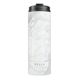 PixDezines WHITE MARBLE Thermal Tumbler
