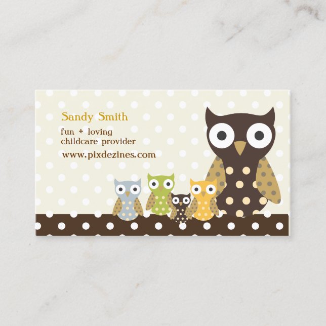 PixDezines Whoot's Daycare Business Card (Front)