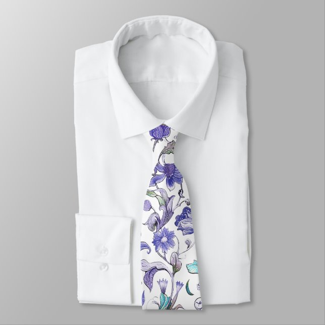 PixDezines William Morris Floral Purple Aqua Tie (Tied)