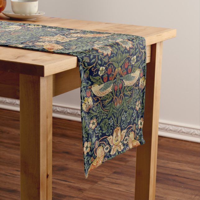 PixDezines William Morris Strawberry Thief Medium Table Runner (In Situ)