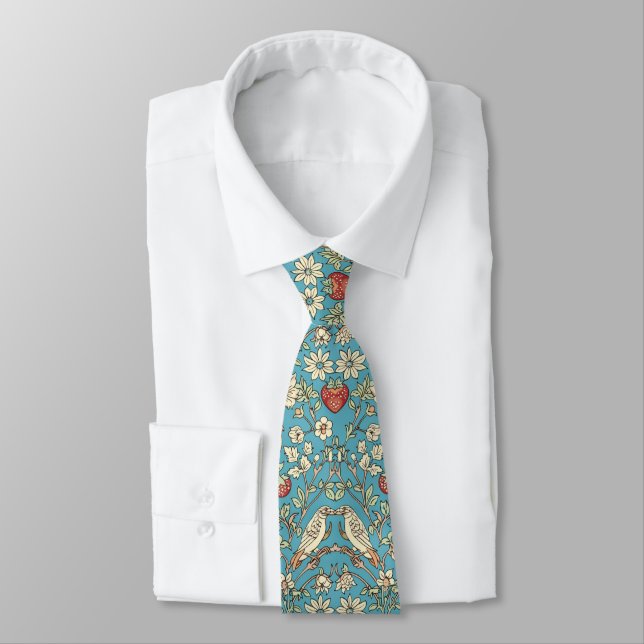 PixDezines William Morris Strawberry Thief Turquoi Tie (Tied)