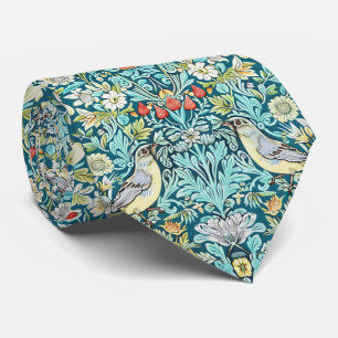 PixDezines William Morris Strawberry Thief Turquoi Tie