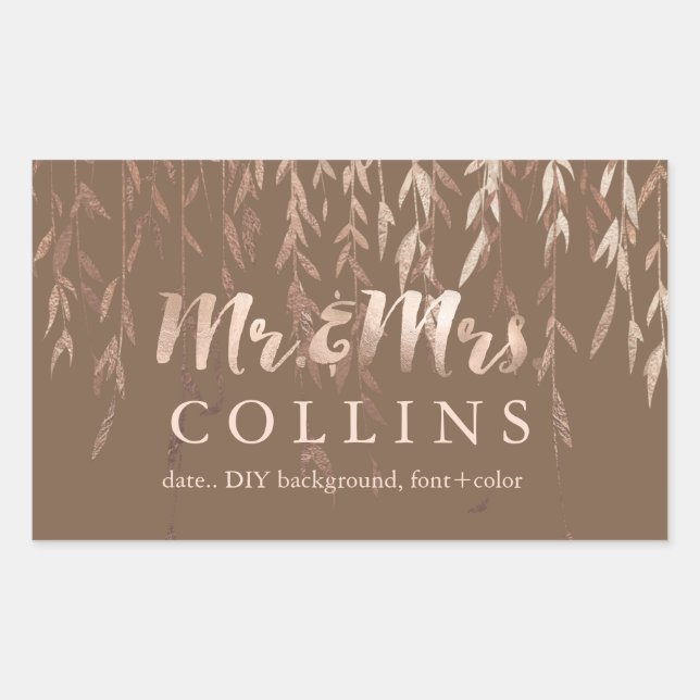 PixDezines Willow/Faux Pink Gold/DIY background Rectangular Sticker (Front)