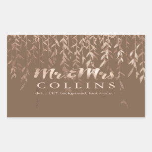 PixDezines Willow/Faux Pink Gold/DIY background Rectangular Sticker