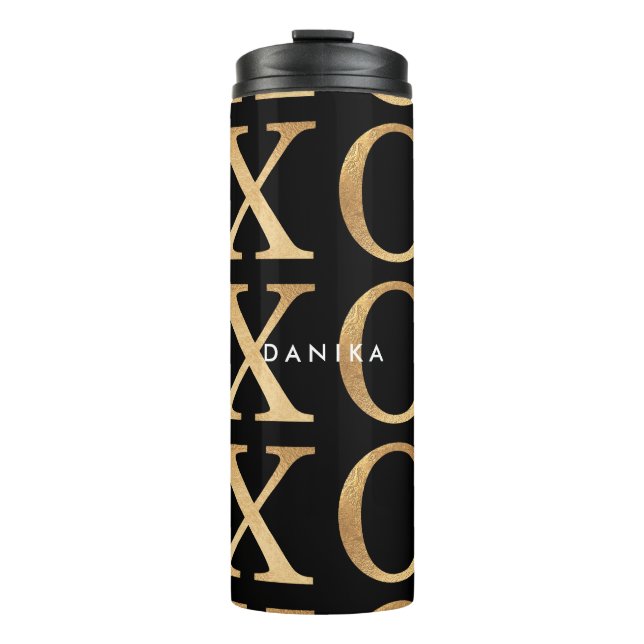 PixDezines xoxo/Faux Gold/DIY background Thermal Tumbler (Front)