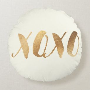 PixDezines XOXO/Faux Gold/Hearts/DIY background Round Cushion