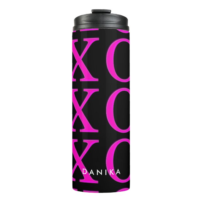 PixDezines xoxo/hot pink/DIY background Thermal Tumbler (Front)