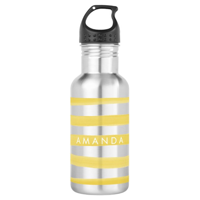 PixDezines Yellow Watercolor Stripes/adjustable 532 Ml Water Bottle (Front)