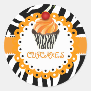 PixDezines zebra+cupcake/DIY colour Classic Round Sticker