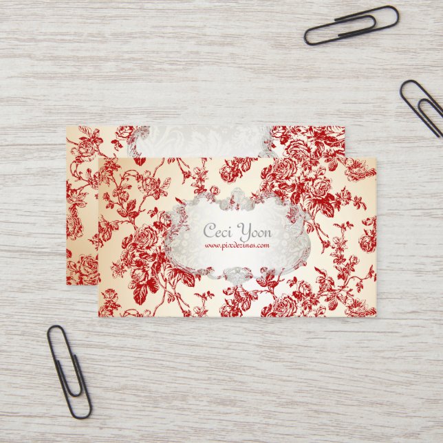 PixDezinves toile/red roses/DIY background Business Card (Front/Back In Situ)
