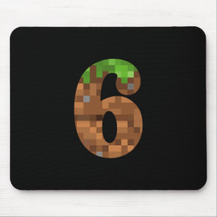 Pixel 6yr Birthday Number Six 6 Year Old 6th Video Mouse Pad