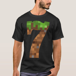 Pixel 7Yr Birthday Number Seven 7 Year Old 7Th Vid T-Shirt