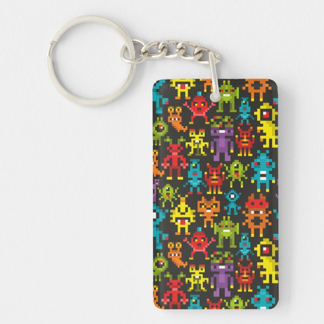 Pixel 8bit monsters key ring (Front)