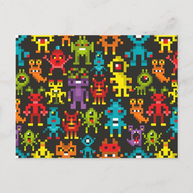 Pixel 8bit monsters postcard (Front)