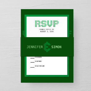 Pixel Ampersand Wedding Invitation Belly Band
