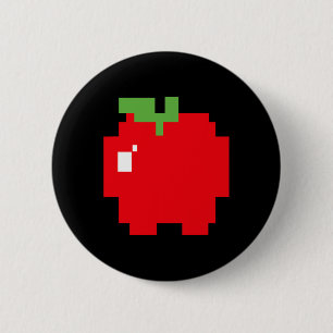 Pixel Apple 80s Retro Arcade Video Game Halloween  6 Cm Round Badge