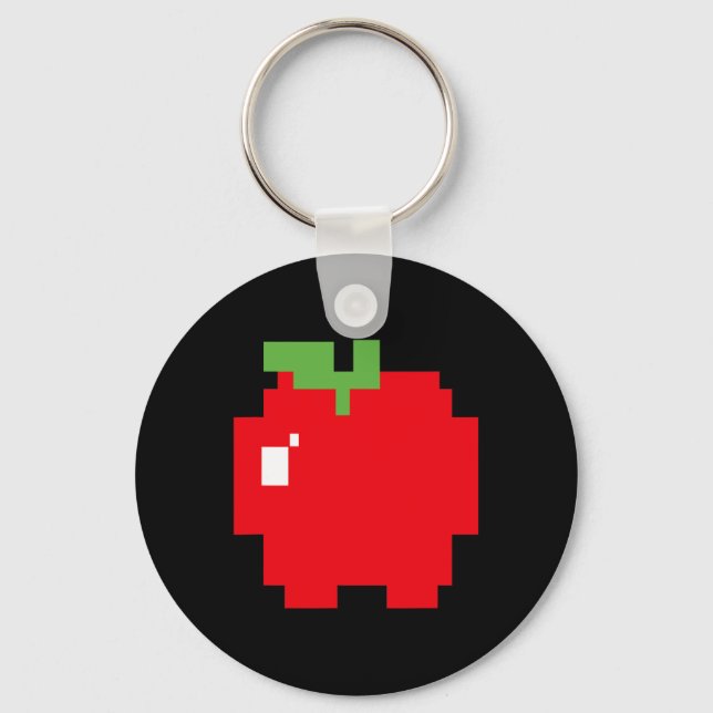 Pixel Apple 80s Retro Arcade Video Game Halloween  Key Ring (Front)