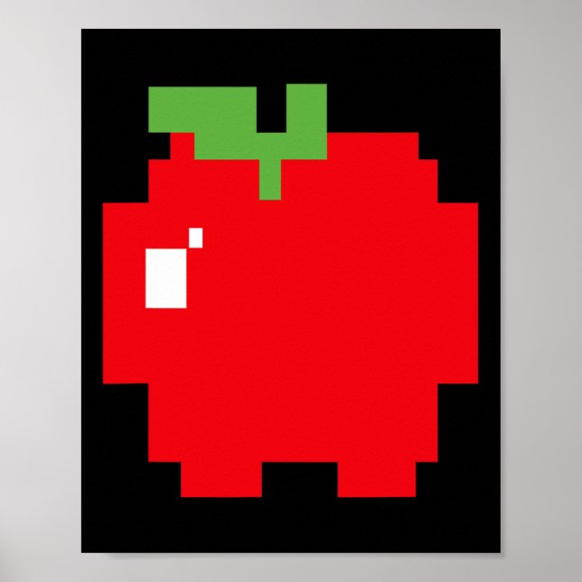 Pixel Apple 80s Retro Arcade Video Game Halloween  Poster (Front)