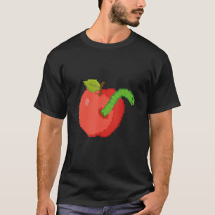 Pixel   Apple With Worm Inside T-Shirt